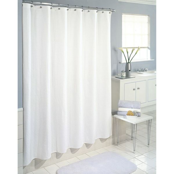 RIDEAU DE DOUCHE POLYESTER BLANC 12 ANNEAUX 200 X 180 CMS